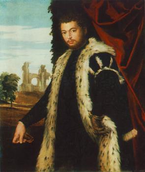 保羅 委羅內塞 Portrait of a Young Man Wearing Lynx Fur
